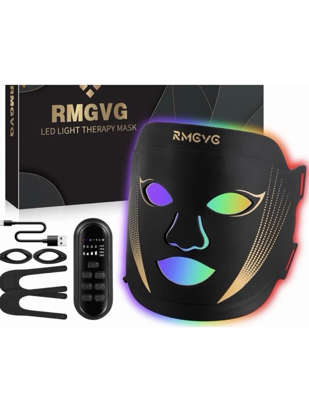 RMGVG LED Light Therapy Mask*Skin Rejuvenation*Remote Ctl*Straps*USB Cable*NWB